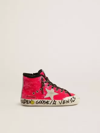 Francy Junior à paillettes avec étoile en daim gris glacier et lacets imprimé animal