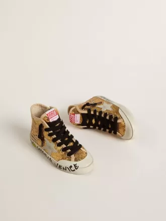 Francy Penstar Junior à paillettes dorées avec étoile en daim gris glacé