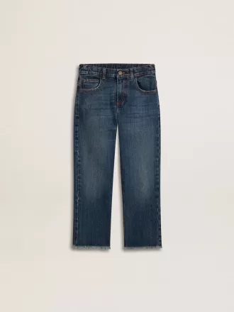 Jean pour garçon avec bord brut et broderies