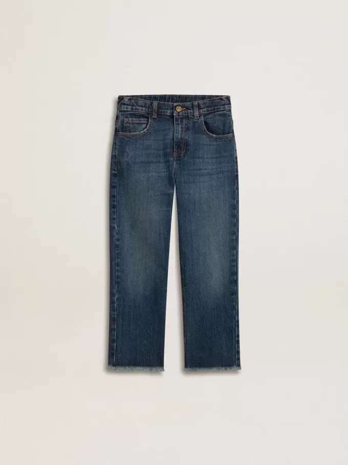 Jean pour garçon avec bord brut et broderies