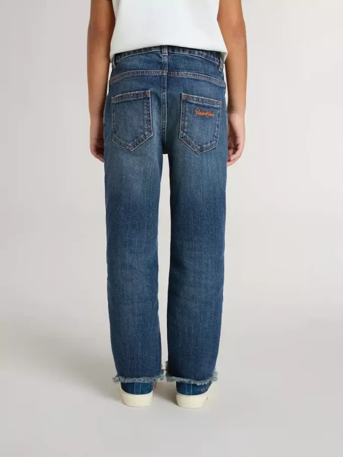 Jean pour garçon avec bord brut et broderies