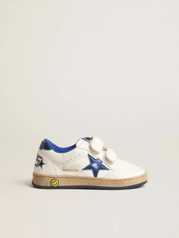 Junior Ball Star avec étoile et languette au talon en cuir métallisé bleu