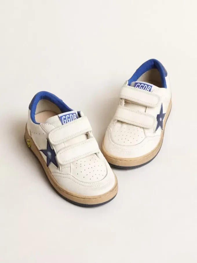 Junior Ball Star avec étoile et languette au talon en cuir métallisé bleu