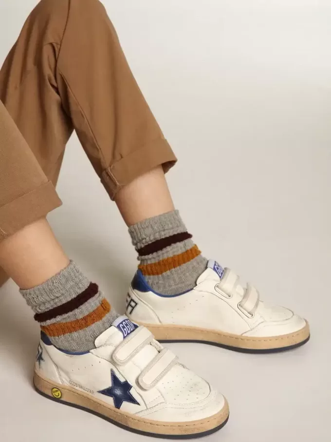 Junior Ball Star avec étoile et languette au talon en cuir métallisé bleu