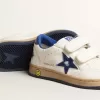 Junior Ball Star avec étoile et languette au talon en cuir métallisé bleu