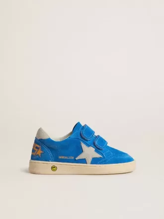 Junior Ball Star en daim bleu clair avec étoile et languette au talon en nubuck gris Junior Ball Star en daim bleu clair avec étoile et languette au talon en nubuck gris