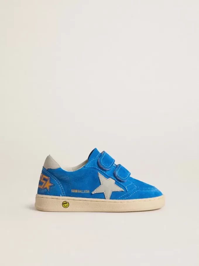 Junior Ball Star en daim bleu clair avec étoile et languette au talon en nubuck gris