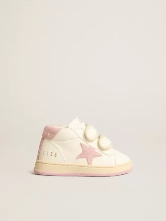 Junior June en cuir nappa avec étoile en daim vieux rose et languette au talon