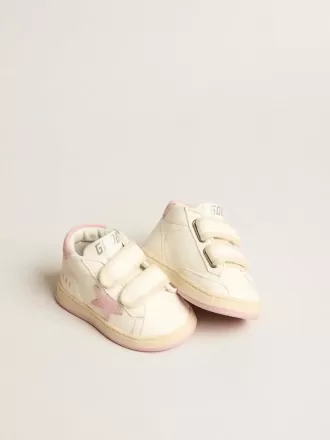 Junior June en cuir nappa avec étoile en daim vieux rose et languette au talon