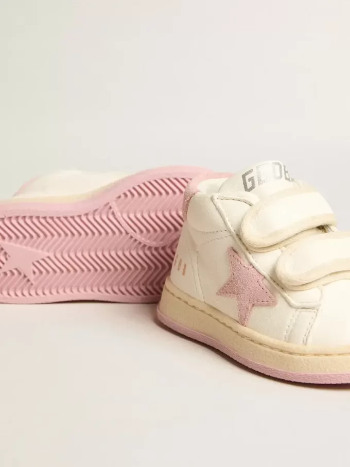 Junior June en cuir nappa avec étoile en daim vieux rose et languette au talon