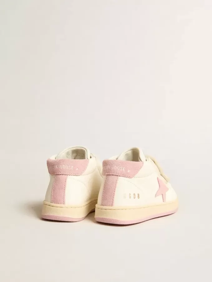 Junior June en cuir nappa avec étoile en daim vieux rose et languette au talon