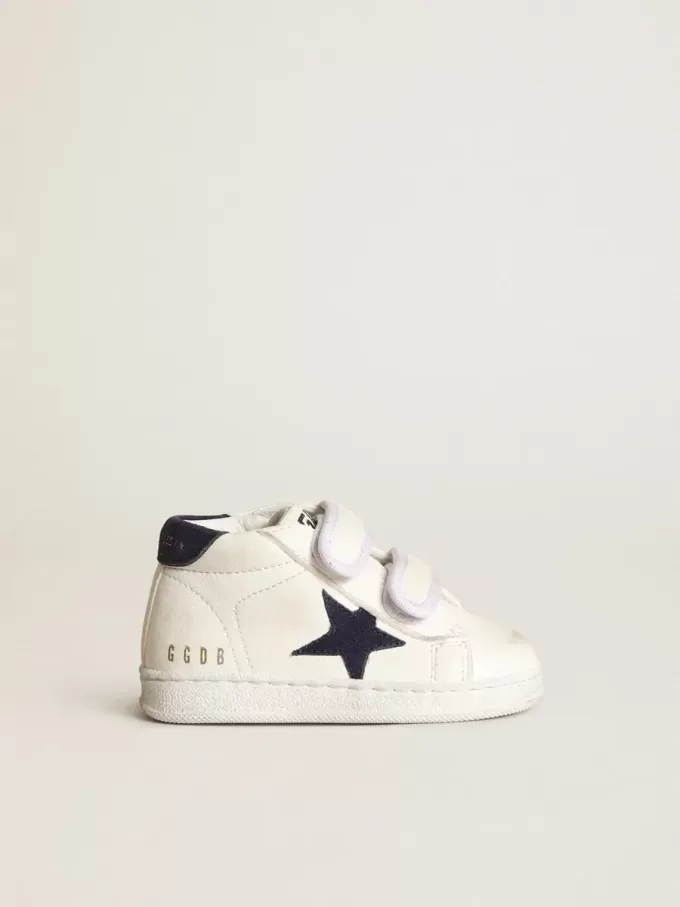 Junior June en cuir nappa avec étoile et languette au talon en daim bleu foncé