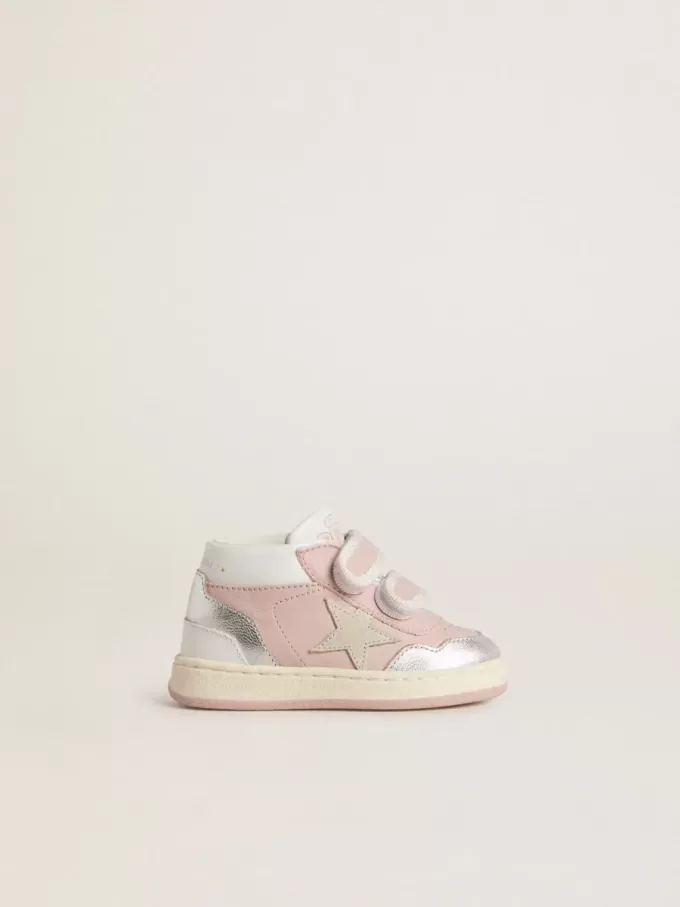 Junior June en cuir rose avec empiècements en cuir métallisé et étoile en daim