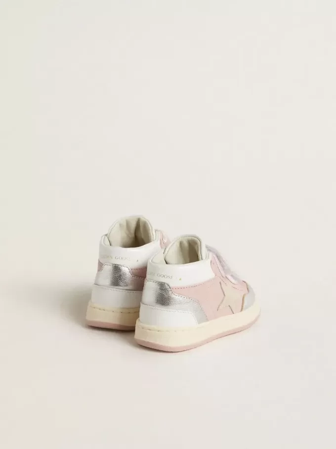 Junior June en cuir rose avec empiècements en cuir métallisé et étoile en daim