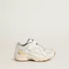 Junior Lightstar en cuir blanc et mesh avec étoile en cuir blanc