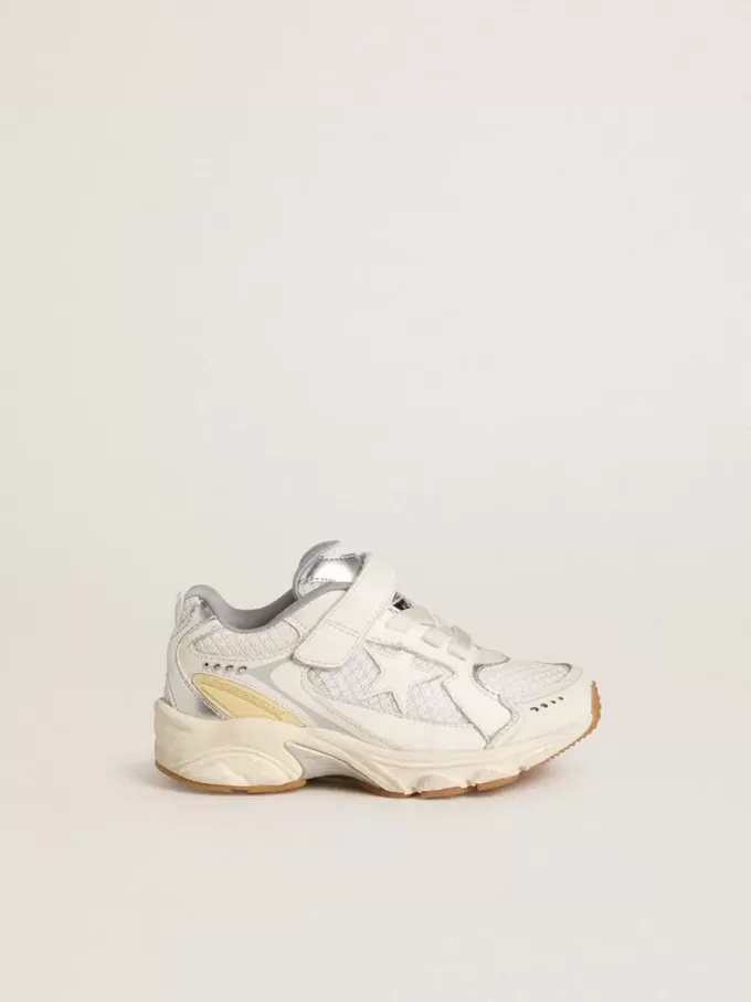 Junior Lightstar en cuir blanc et mesh avec étoile en cuir blanc