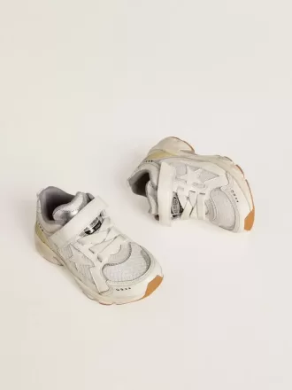 Junior Lightstar en cuir blanc et mesh avec étoile en cuir blanc