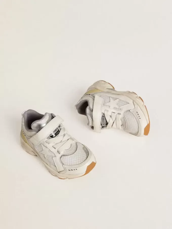 Junior Lightstar en cuir blanc et mesh avec étoile en cuir blanc