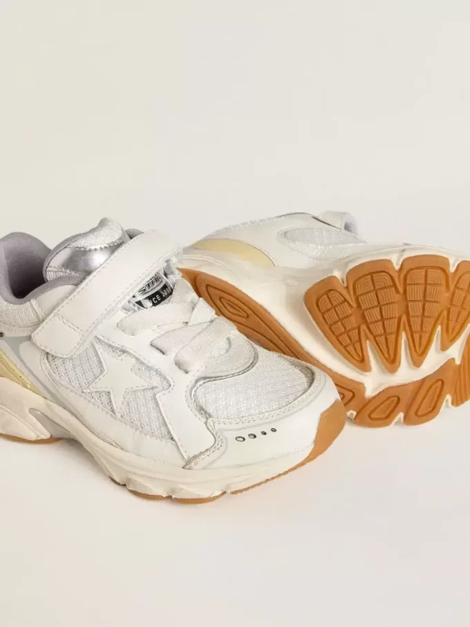 Junior Lightstar en cuir blanc et mesh avec étoile en cuir blanc