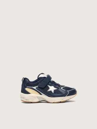 Junior Lightstar en cuir bleu et mesh avec étoile en cuir gris Junior Lightstar en cuir bleu et mesh avec étoile en cuir gris