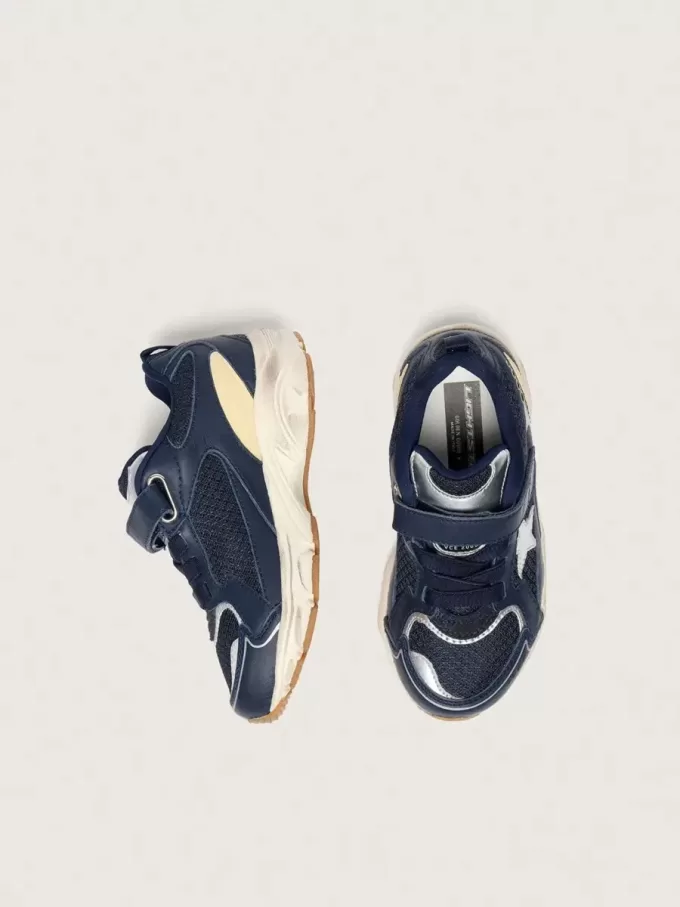 Junior Lightstar en cuir bleu et mesh avec étoile en cuir gris Junior Lightstar en cuir bleu et mesh avec étoile en cuir gris