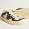 Junior May en cuir blanc et bleu avec étoile et languette au talon en cuir