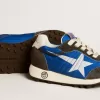 Marathon Junior en nylon bleu avec étoile imprimée et languette en cuir au talon Marathon Junior en nylon bleu avec étoile imprimée et languette en cuir au talon