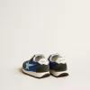 Marathon Junior en nylon bleu avec étoile imprimée et languette en cuir au talon Marathon Junior en nylon bleu avec étoile imprimée et languette en cuir au talon