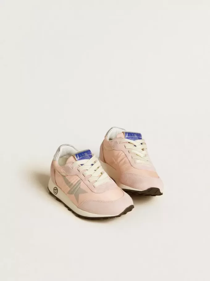 Marathon junior en nylon rose avec étoile imprimée et renfort en cuir au talon