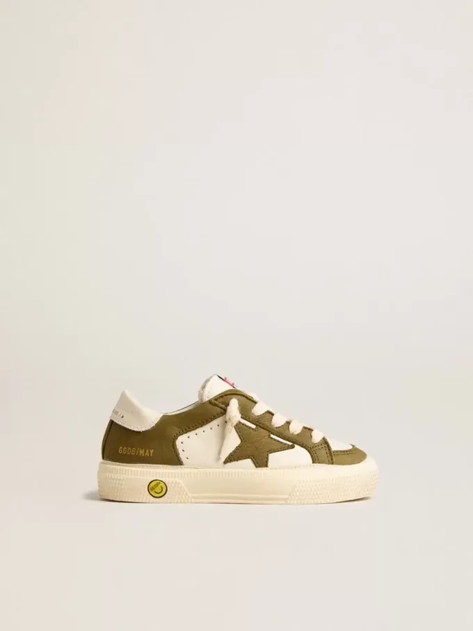 May Junior en cuir blanc et vert militaire May Junior en cuir blanc et vert militaire