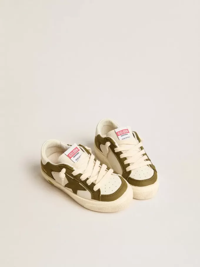 May Junior en cuir blanc et vert militaire May Junior en cuir blanc et vert militaire