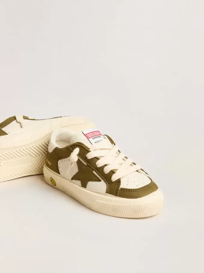 May Junior en cuir blanc et vert militaire May Junior en cuir blanc et vert militaire