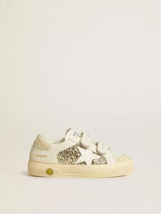 May School Junior à paillettes avec étoile en cuir et languette en daim au talon