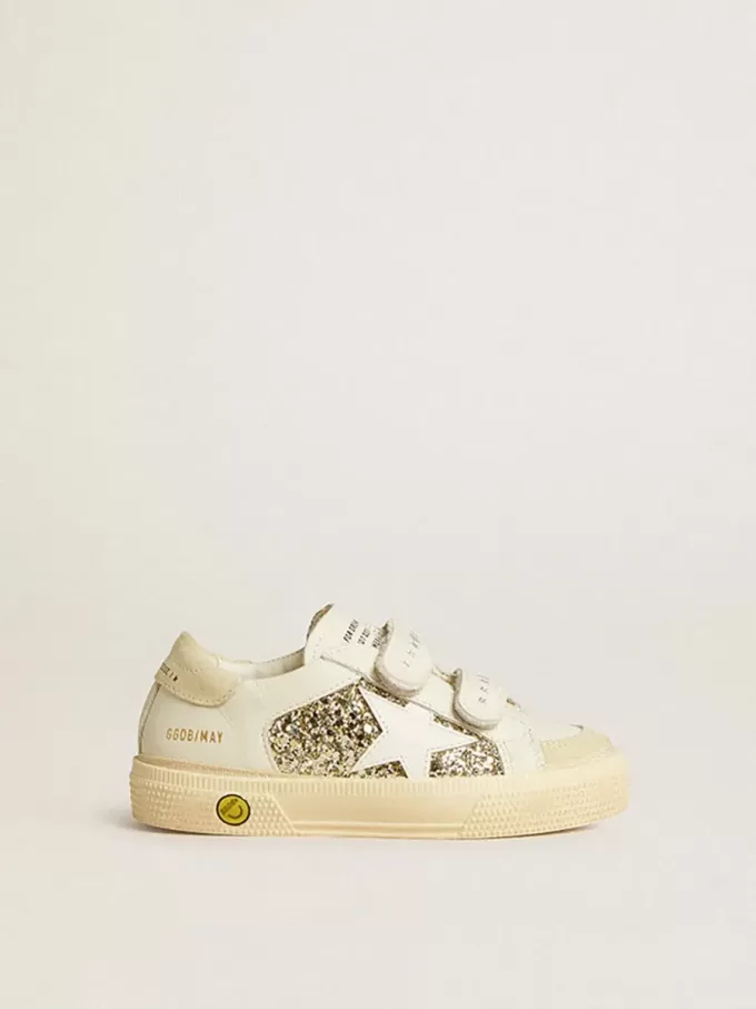 May School Junior à paillettes avec étoile en cuir et languette en daim au talon