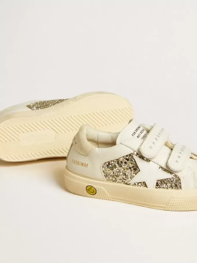 May School Junior à paillettes avec étoile en cuir et languette en daim au talon