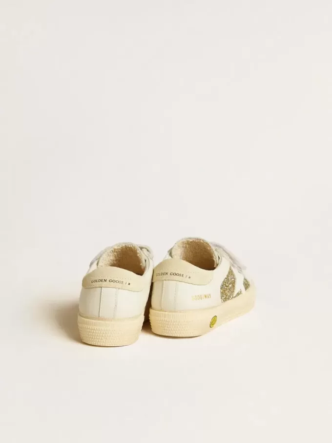 May School Junior à paillettes avec étoile en cuir et languette en daim au talon