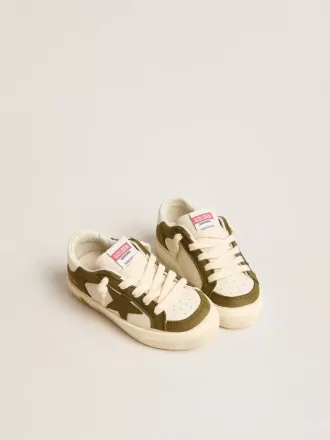 May Teen en cuir blanc et vert militaire