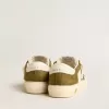 May Teen en cuir blanc et vert militaire