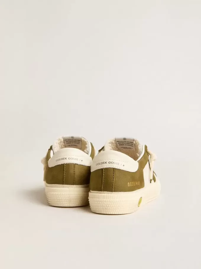 May Teen en cuir blanc et vert militaire