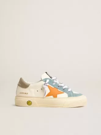 May Teen en cuir nappa avec étoile en cuir orange et empiècements en daim bleu