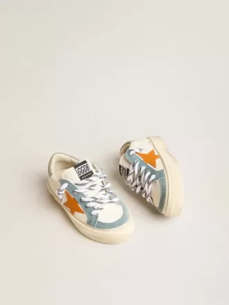May Teen en cuir nappa avec étoile en cuir orange et empiècements en daim bleu