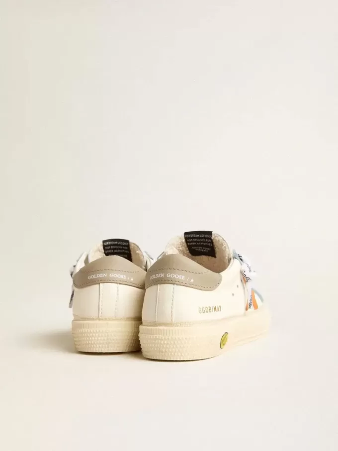 May Teen en cuir nappa avec étoile en cuir orange et empiècements en daim bleu