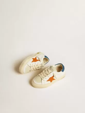 May Teen en nubuck avec étoile orange et languette bleue au talon