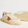 May Teen en nubuck avec étoile orange et languette bleue au talon