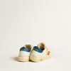 May Teen en nubuck avec étoile orange et languette bleue au talon