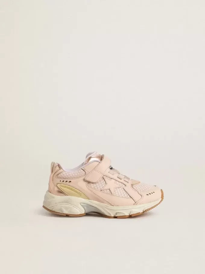 Modèle Junior Lightstar en cuir rose et maille avec étoile en cuir rose Modèle Junior Lightstar en cuir rose et maille avec étoile en cuir rose