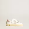 Modèle Junior Old School en cuir avec étoile en daim gris et languette talon en cuir vieil rose