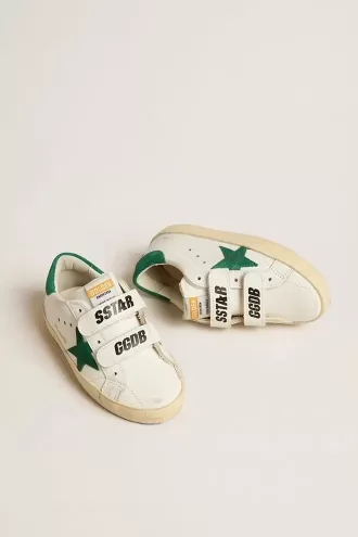 Modèle Old School Teen avec étoile en daim vert et languette au talon