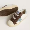 Modèle Teen Old School en cuir nappa avec étoile en daim bleu clair et empiècements en daim marron