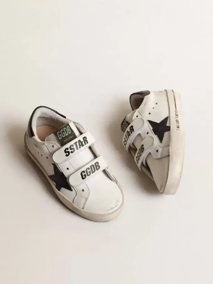 Old School Young avec étoile en cuir métallisé et languette noire au talon